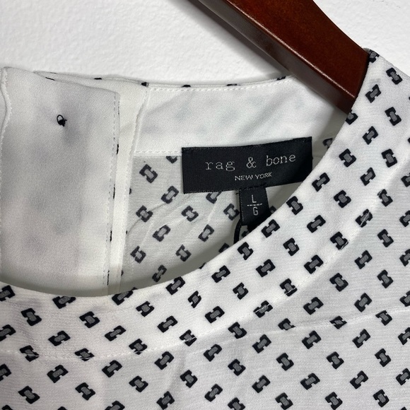 𝅺Rag & Bone White and Black Crewneck T Shirt Blouse Size Large - Picture 11 of 13